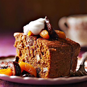 Cornmeal Pumpkin Cake with Dried Fruit Compote