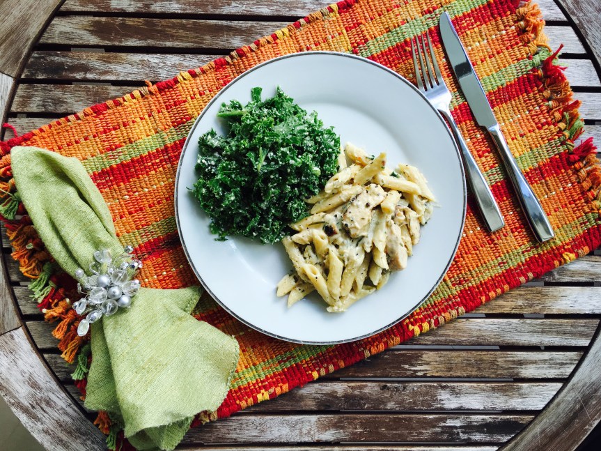 Dinner Menu Monday: Chicken Alfredo with Chopped Kale&nbsp;Salad
