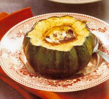 Whole acorn squash soup