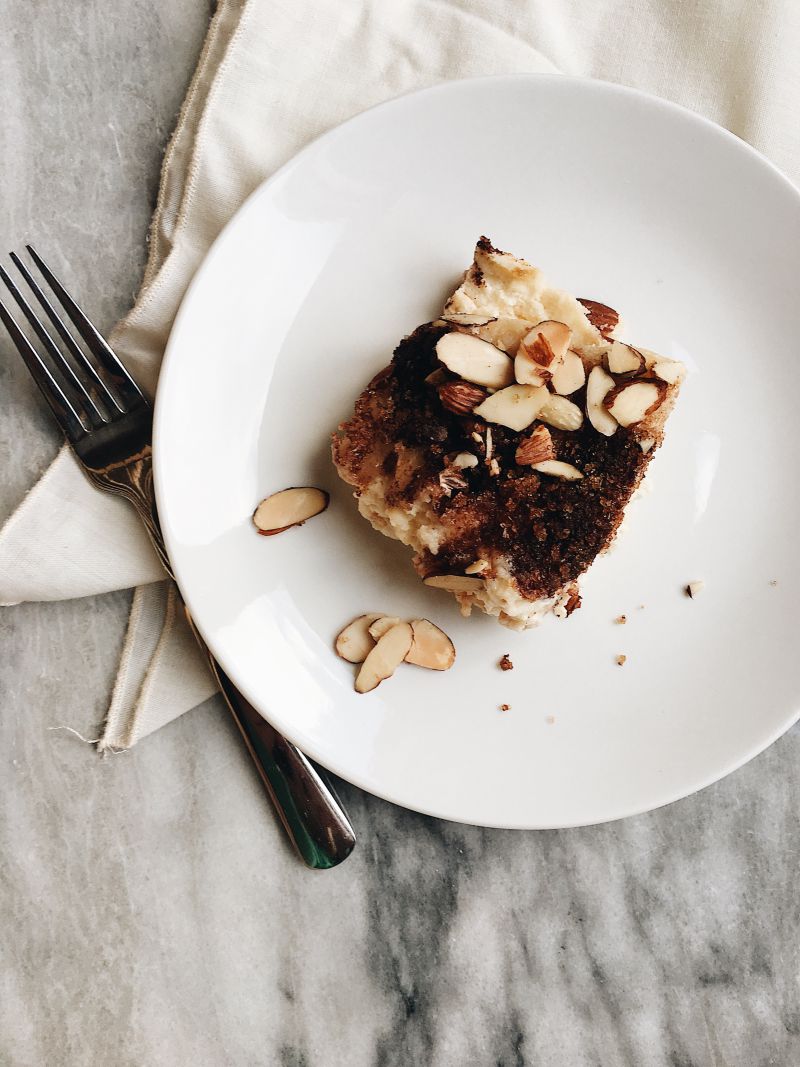 Sopapilla Styled Cheesecake Pastry Squares: Two Sheets of Puffed Pastry Dough, Stuffed with a Sweet Almond and Vanilla Cheesecake Filling, Topped with Brown Sugar, Cinnamon Sugar and Sliced Almonds — The&nbsp;Kitchenologist©