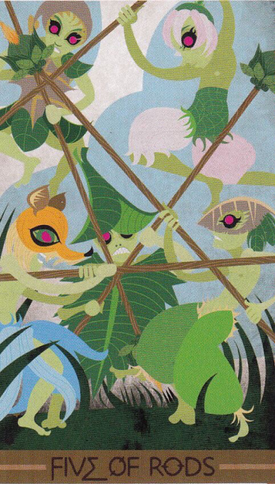 Card of the Day – 5 of Wands – Monday, September 3, 2018 — Tarot by&nbsp;Cecelia