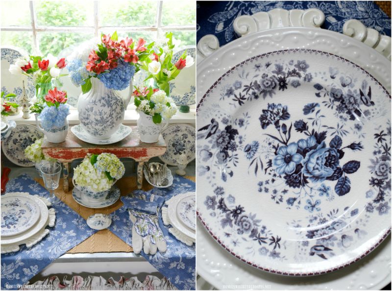 Celebrating the Red, White and Bloom: Transferware in the Potting Shed — Home is Where the Boat&nbsp;Is